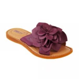 Born Women’s Azalea Leather Flower Slide Sandals In Plum Sz 7M